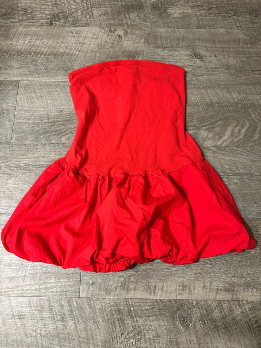 Strapless Red Bubble Hem Dress